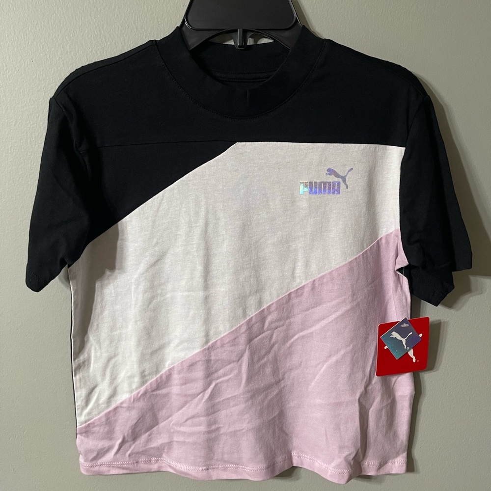 Puma Girls' Color Block Tee - Size Medium, NWT - Picture 1 of 4